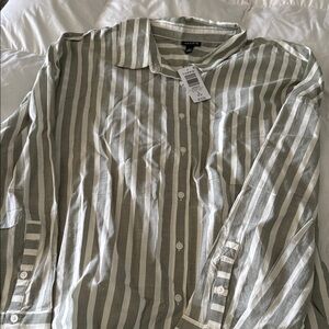 Torrid Green and White Striped Button-Down Shirt
